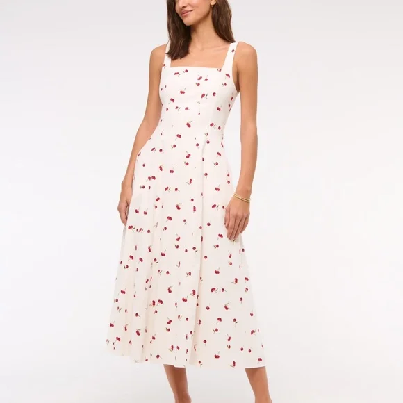 NWT Abercrombie Mila Stretch Midi Dress Size Large - Picture 2 of 13